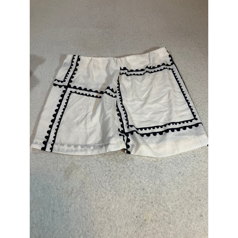 Petal and Pup White Black Ric-Rac Trim Mini Skirt Size Medium Geometric Boho